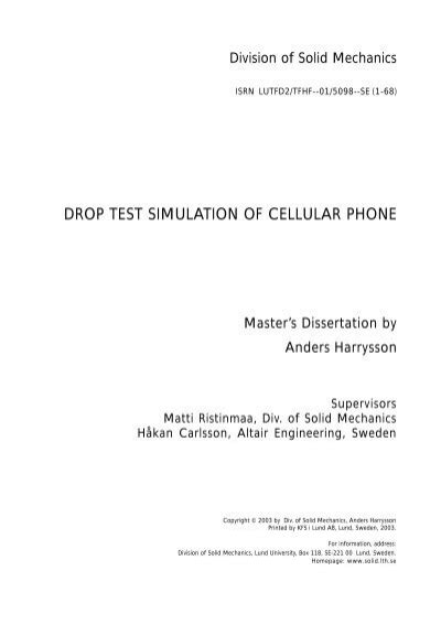 drop test simulation of cellular phone|Experimental Verification of Drop/Impact Simulation for a Cellular .